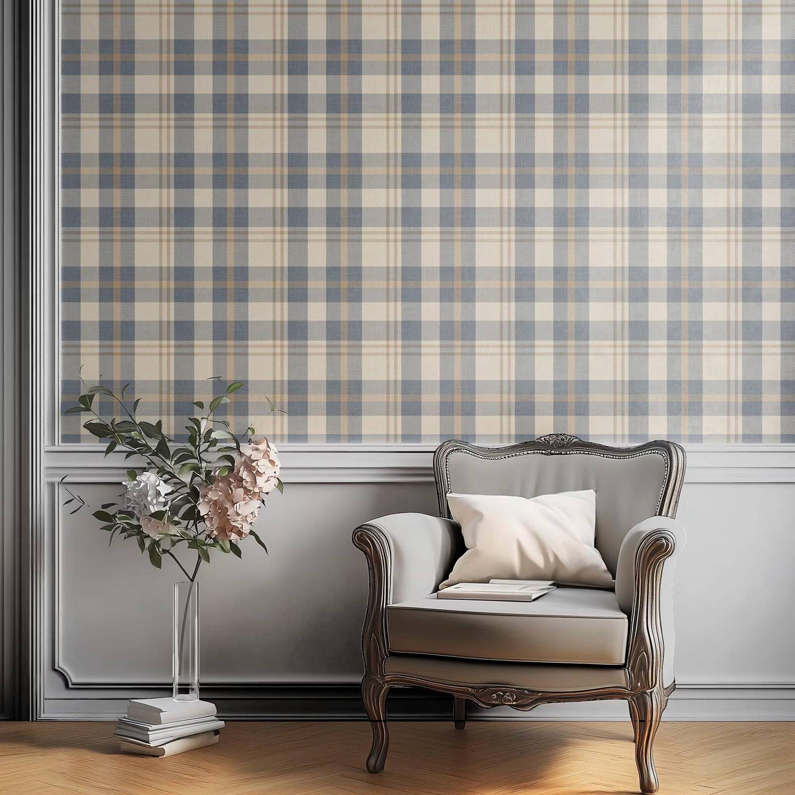 Neutral Blue and Beige Plaid W - Interior Design Scandinavian recensie en prijs