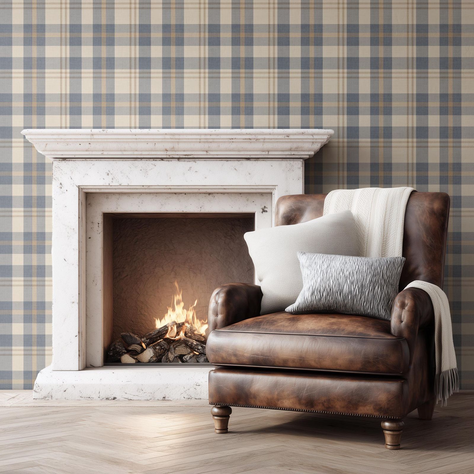 Neutral Blue and Beige Plaid W - Interior Design Scandinavian recensie en prijs