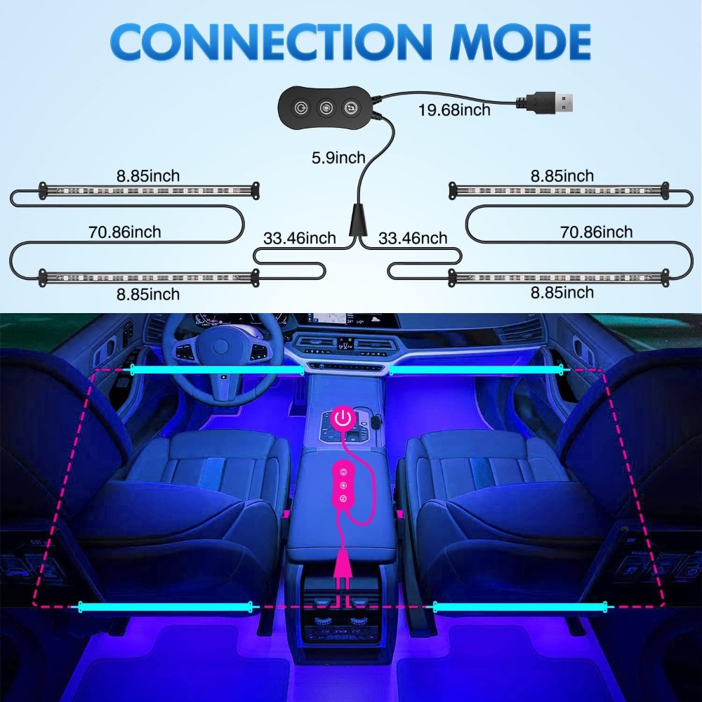 48 LEDs RGB Car Interior Light - Interior Design Apps recensie en prijs